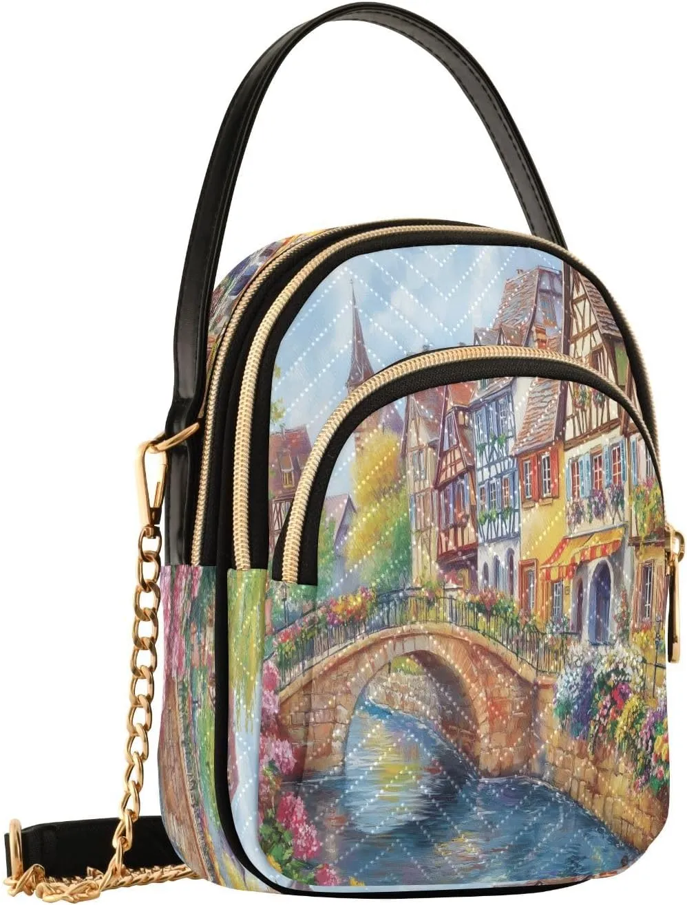 Building Bridge Crossbody Bags for Women Small Sling Cross Body Bag Fanny Pack Phone Mini Wallet Purse