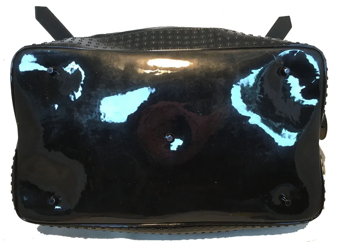 Burberry Quilted Black Patent Leather Shoulder Bag Tote