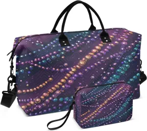 Burbuja Travel Duffel Bag for Women, Mardi Gras Bead Weekender Overnight Bag Shoulder Carry On Tote Bag with Trolley Sleeve, Gym Bag with Toiletry Bag, Large Size