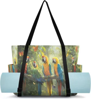 Butterfly Jungle Yoga Mat Bag Carrier with Wet Dry Storage Pockets Pilates Bag Large Gym Tote Carryall with Water Bottle Holder for Women Men Travel Accessories