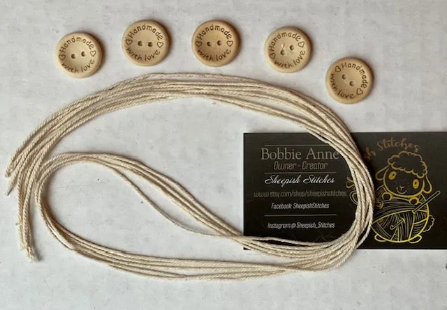 Buttons and Cord for Faux Fur Pom Packs