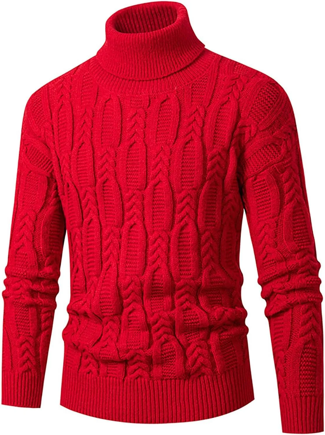 Cable Knit Sweaters for Men Turtleneck Long Sleeve Pullover Sweater Slim Fit Knitted Sweatshirts Winter Warm Coat Top