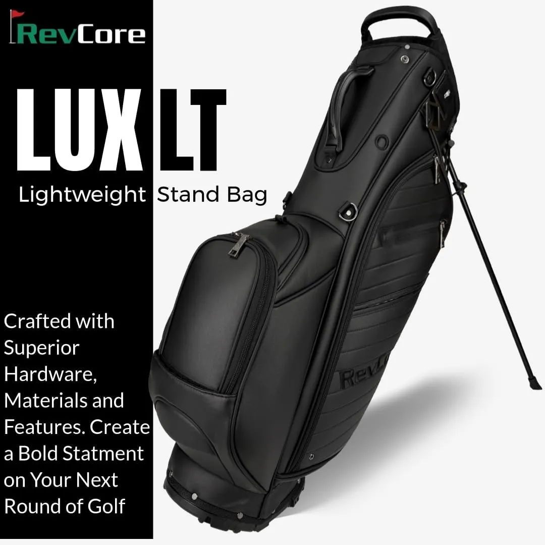 CaddyDaddy RevCore LT Lightweight Lux Stand Bag for Men and Women Golfers, Synthetic Leather, 5.5lbs, 6 Pockets, 5-Way Full Length Divider, Insulated Cooler Pocket, Rain Hood, Golf Club Bag