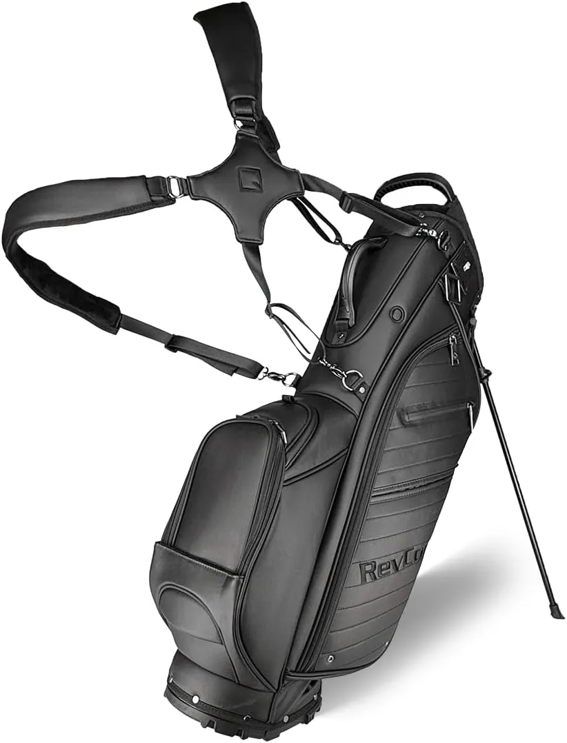 CaddyDaddy RevCore LT Lightweight Lux Stand Bag for Men and Women Golfers, Synthetic Leather, 5.5lbs, 6 Pockets, 5-Way Full Length Divider, Insulated Cooler Pocket, Rain Hood, Golf Club Bag