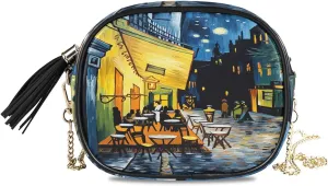 Cafe Terrace Crossbody Bags for Women Small Purses Crossbody Bag Purse Leather Handbags with Detachable Chain Evening Bag Cell Phone Purse Clutch Purses