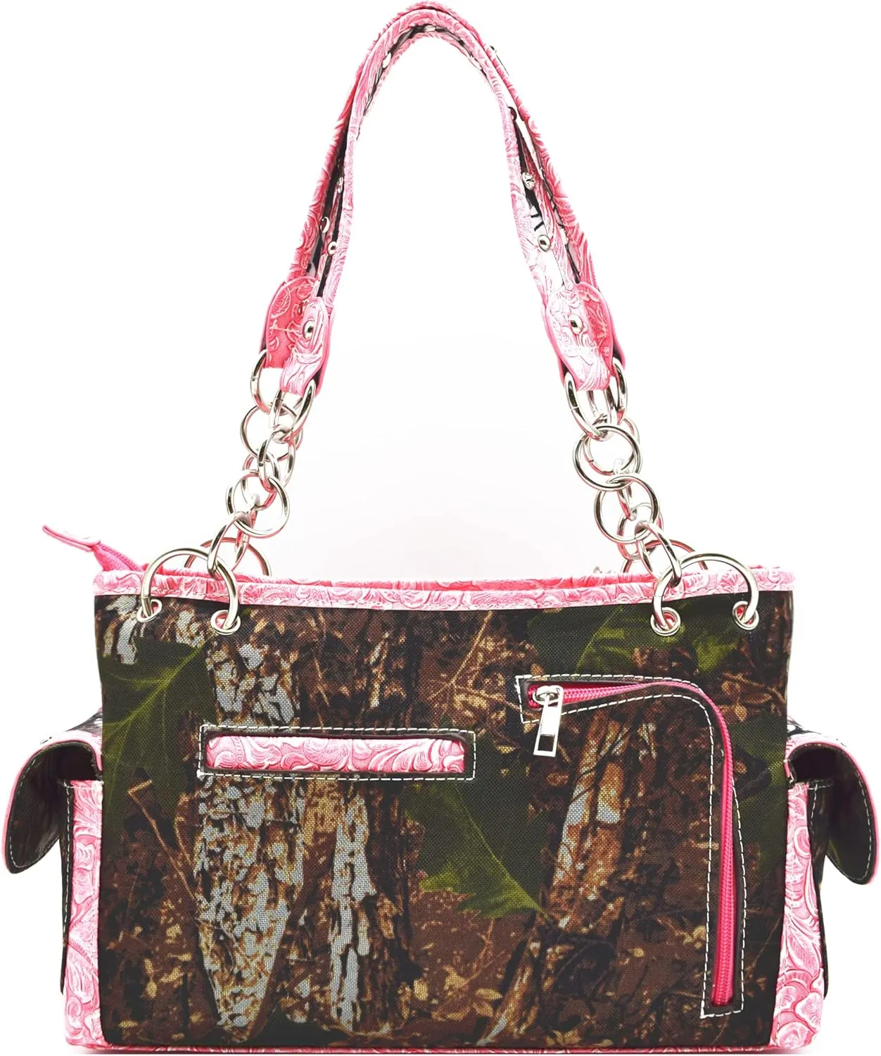 Camouflage Cross Wings Western Style Studded Handbag Tooled Leather Purse Country Women Shoulder Bag Pouch Wallet Set