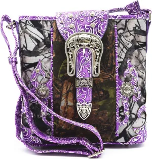 Camouflage Rhinestone Cross Pistol Buckle Western Crossbody Handbags Cowgirl Country Studded Purse Women Single Shoulder Bag