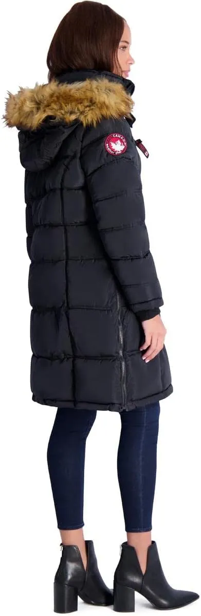 CANADA WEATHER GEAR Puffer Coat for Women- Long Faux Fur Insulated Winter Jacket