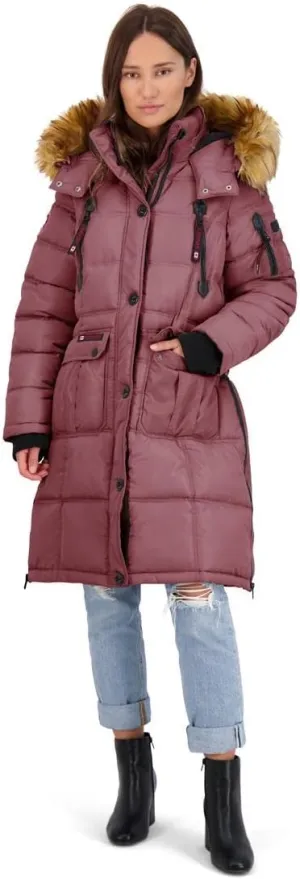 CANADA WEATHER GEAR Puffer Coat for Women- Long Faux Fur Insulated Winter Jacket