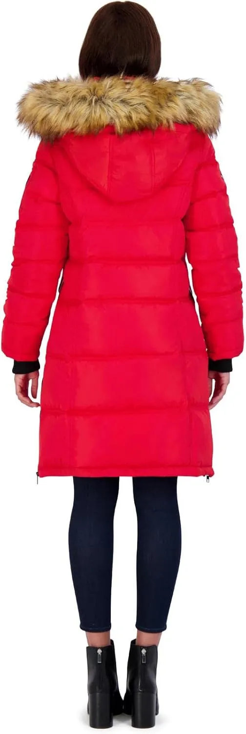 CANADA WEATHER GEAR Puffer Coat for Women- Long Faux Fur Insulated Winter Jacket