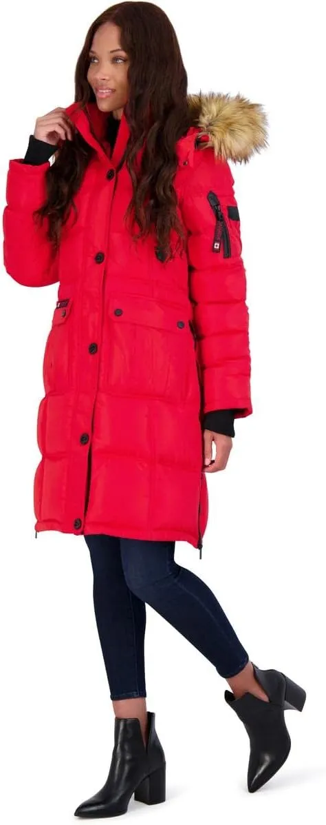 CANADA WEATHER GEAR Puffer Coat for Women- Long Faux Fur Insulated Winter Jacket