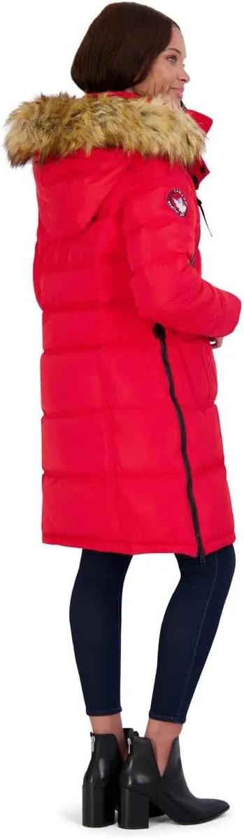 CANADA WEATHER GEAR Puffer Coat for Women- Long Faux Fur Insulated Winter Jacket