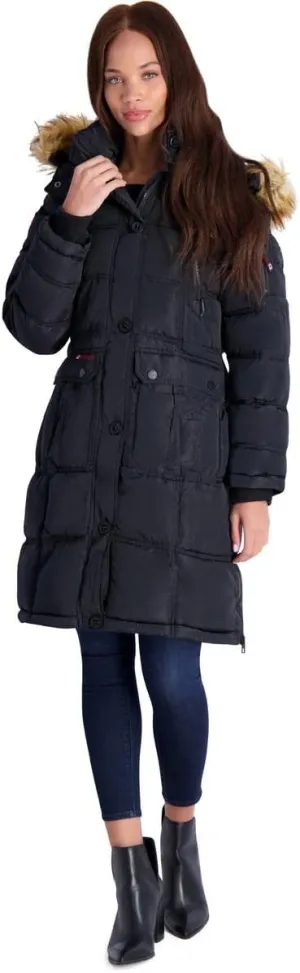 CANADA WEATHER GEAR Puffer Coat for Women- Long Faux Fur Insulated Winter Jacket