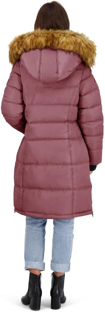 CANADA WEATHER GEAR Puffer Coat for Women- Long Faux Fur Insulated Winter Jacket