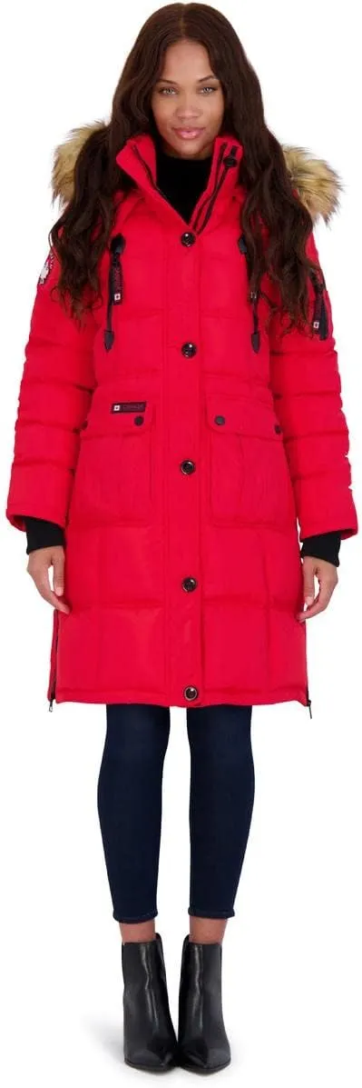 CANADA WEATHER GEAR Puffer Coat for Women- Long Faux Fur Insulated Winter Jacket