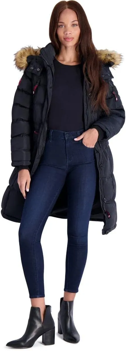 CANADA WEATHER GEAR Puffer Coat for Women- Long Faux Fur Insulated Winter Jacket