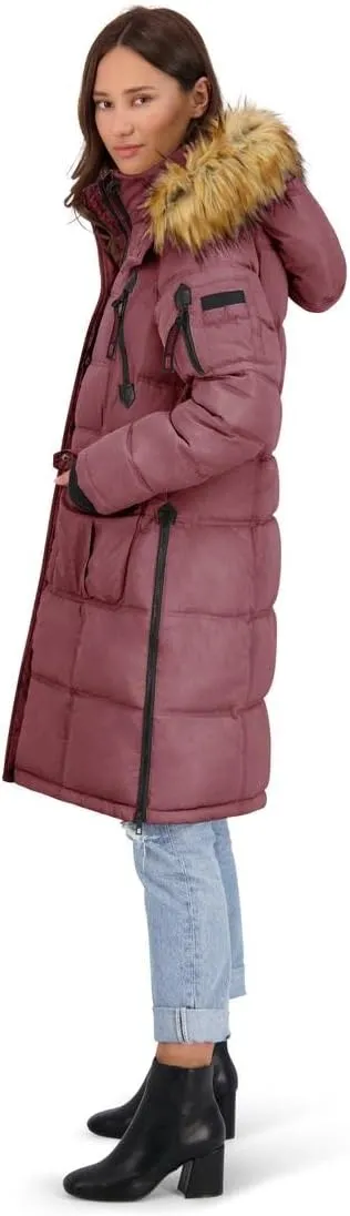 CANADA WEATHER GEAR Puffer Coat for Women- Long Faux Fur Insulated Winter Jacket