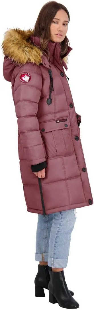 CANADA WEATHER GEAR Puffer Coat for Women- Long Faux Fur Insulated Winter Jacket