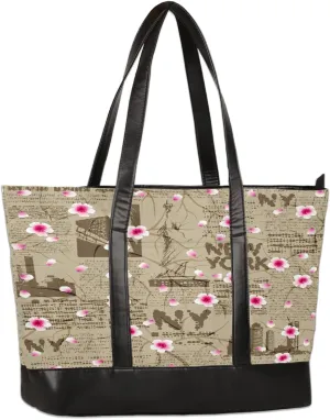 Canvas Laptop Tote Bag for Women Animal Tree Black 15.6 Inch Large Capacity Computer Bag