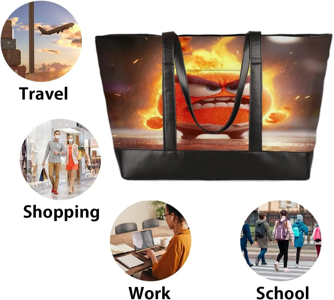 Canvas Laptop Tote Bag for Women Art Autism Word 15.6 Inch Large Capacity Computer Bag