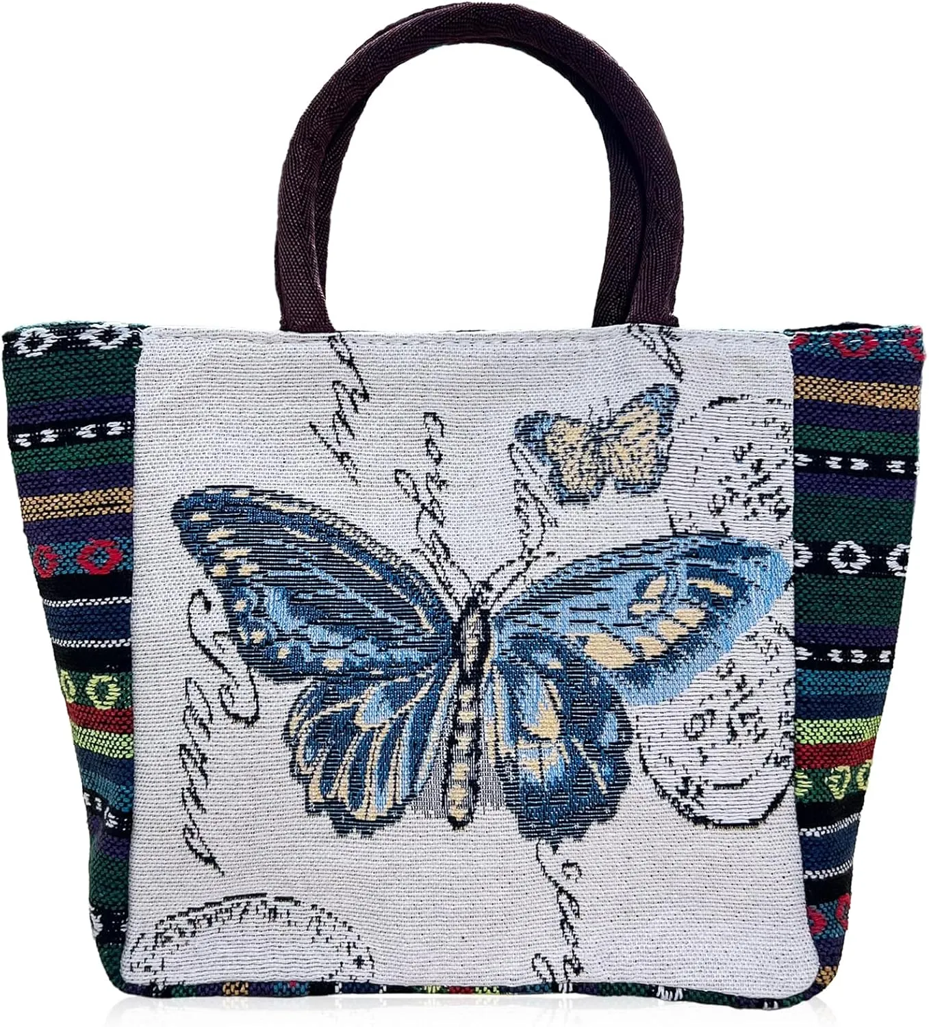 Canvas Top-Handle Bags for Women Embroidery Canvas Bag Women Wallet Purse Light Small Style (HandBag Butterfly)