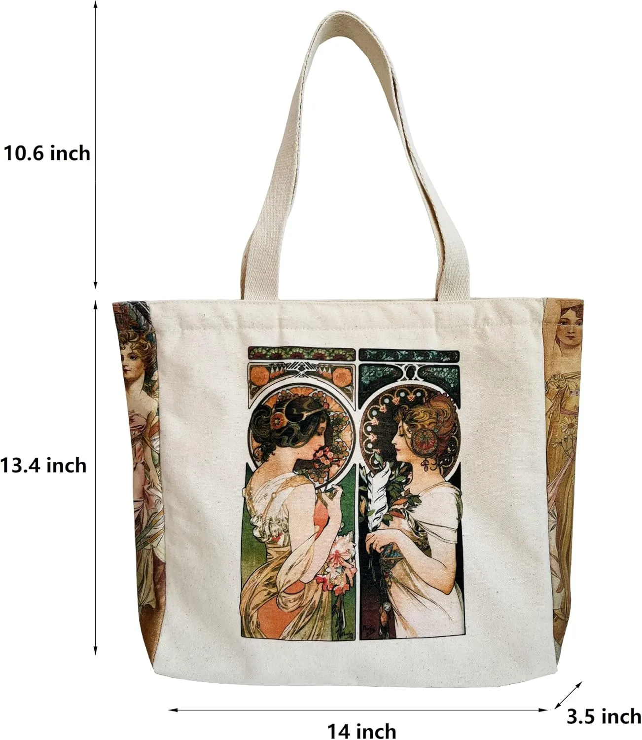 Canvas Tote Bag Aesthetic Vintage Cute Tote with Zipper Pockets Valentines Christmas Gifts for Women Girls