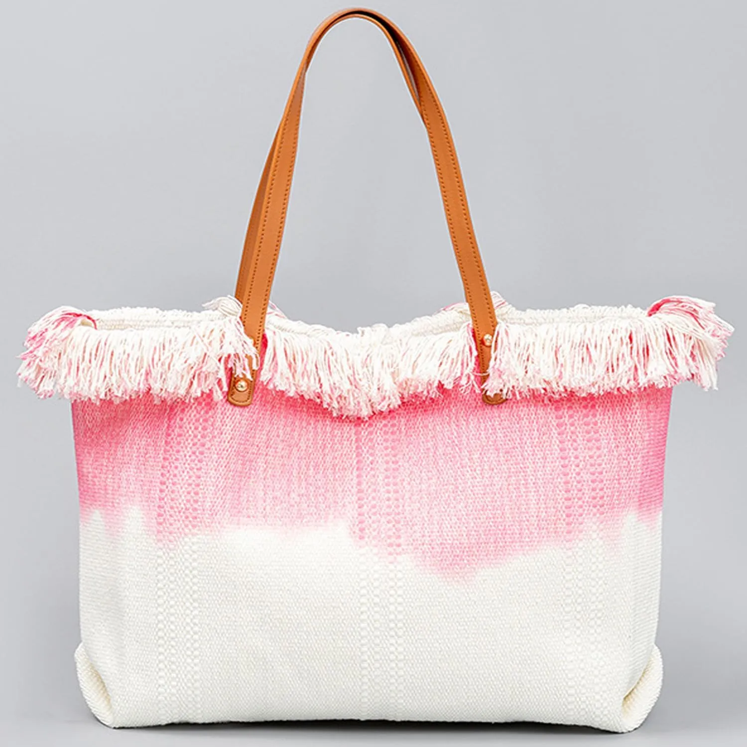 Canvas Tote Bag Embroidered Fringe Large Recycled Gradient Casual Shoulder Summer Beach Bag for Daily Use Travel Gym