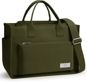 Canvas Tote Bag for Women Shoulder & Crossbody Handbag with Multi Pockets Zipper Ideal for Work Office Travel & Daily Use