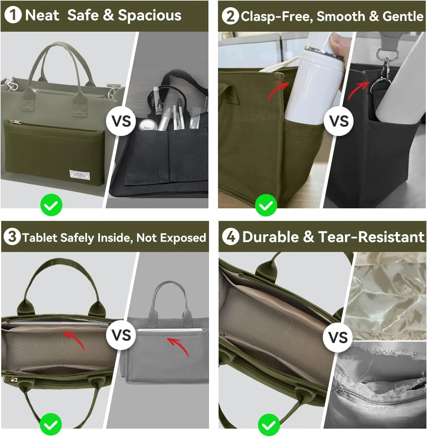 Canvas Tote Bag for Women Shoulder & Crossbody Handbag with Multi Pockets Zipper Ideal for Work Office Travel & Daily Use