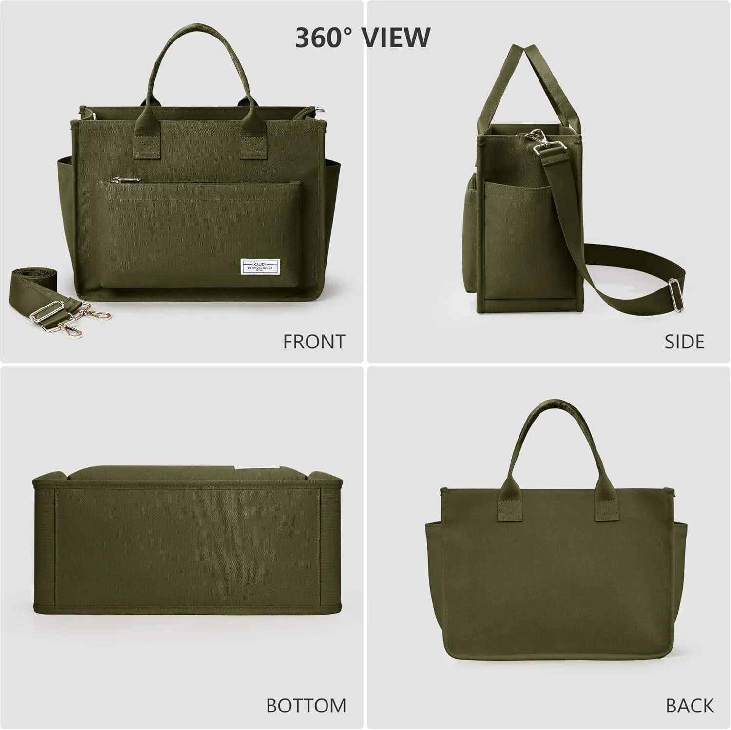 Canvas Tote Bag for Women Shoulder & Crossbody Handbag with Multi Pockets Zipper Ideal for Work Office Travel & Daily Use