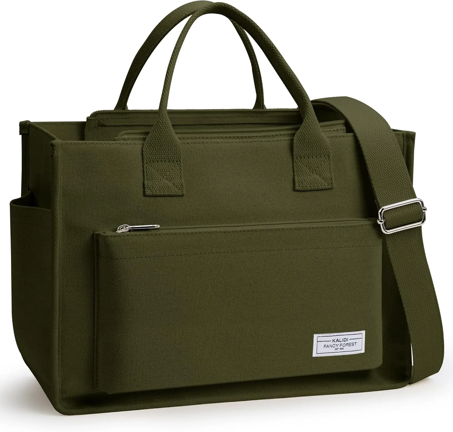 Canvas Tote Bag for Women Shoulder & Crossbody Handbag with Multi Pockets Zipper Ideal for Work Office Travel & Daily Use