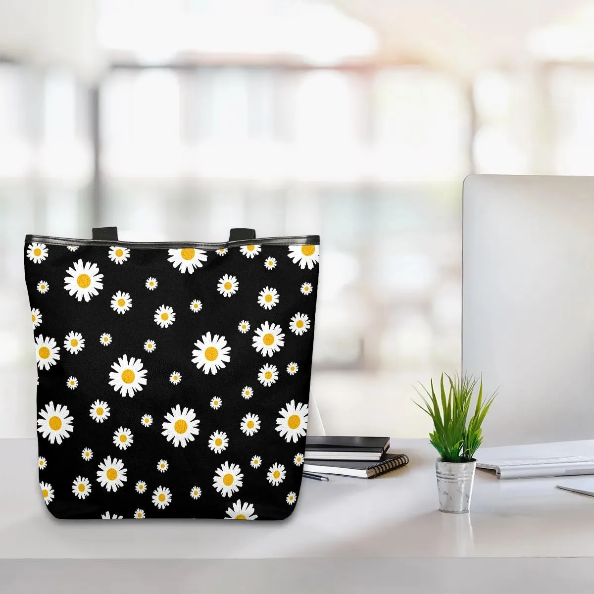 Canvas Tote Bag for Women with Zipper Large Capacity Bags with Inner Pocket Beach Bags Reusable Grocery Tote Bags