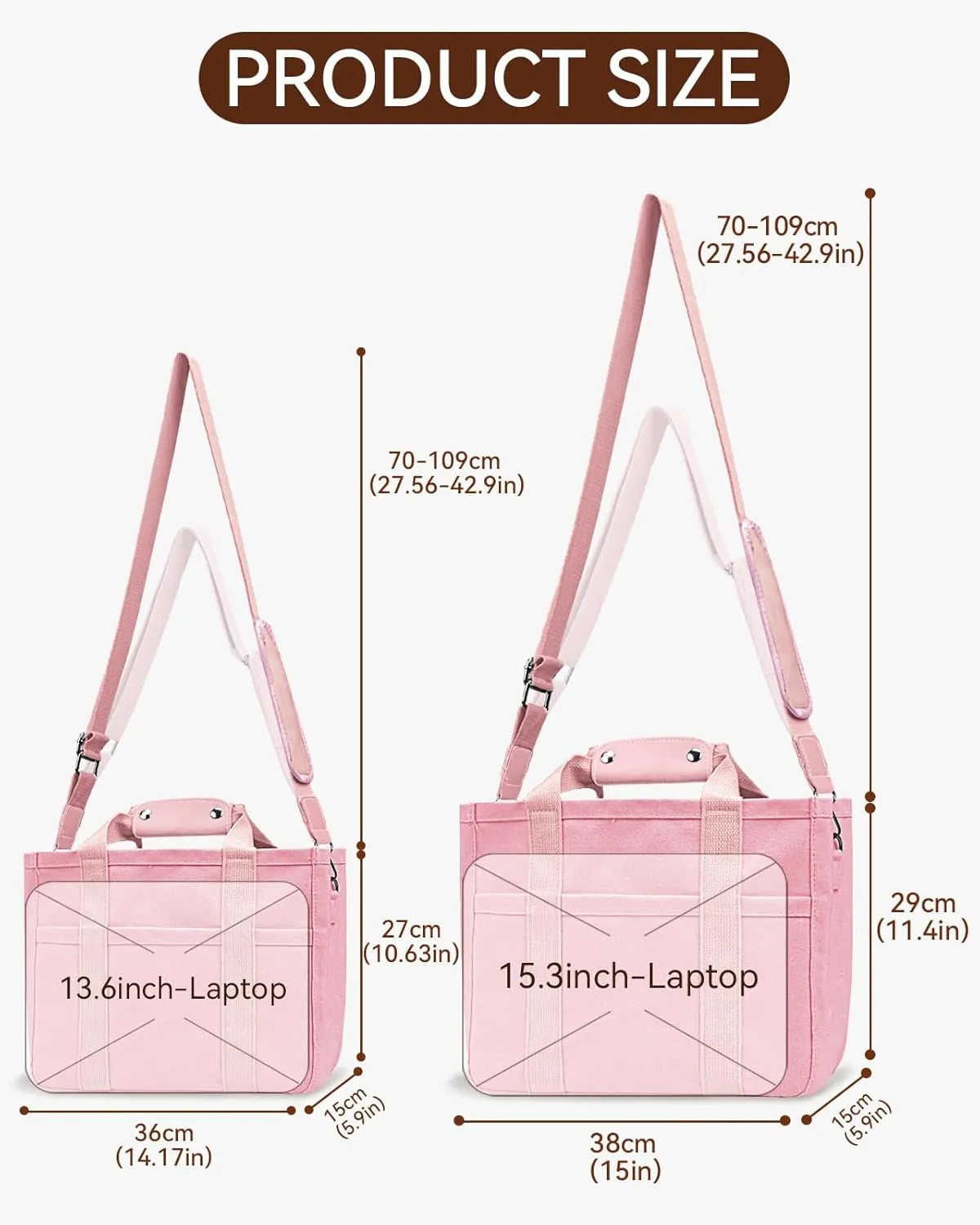 Canvas Tote Bag with Multi-Pocket for Women Large Crossbody Shoulder Handbag Everything Tote Bag with Compartments