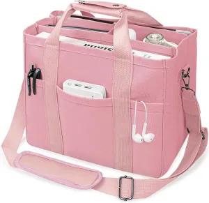 Canvas Tote Bag with Multi-Pocket for Women Large Crossbody Shoulder Handbag Everything Tote Bag with Compartments