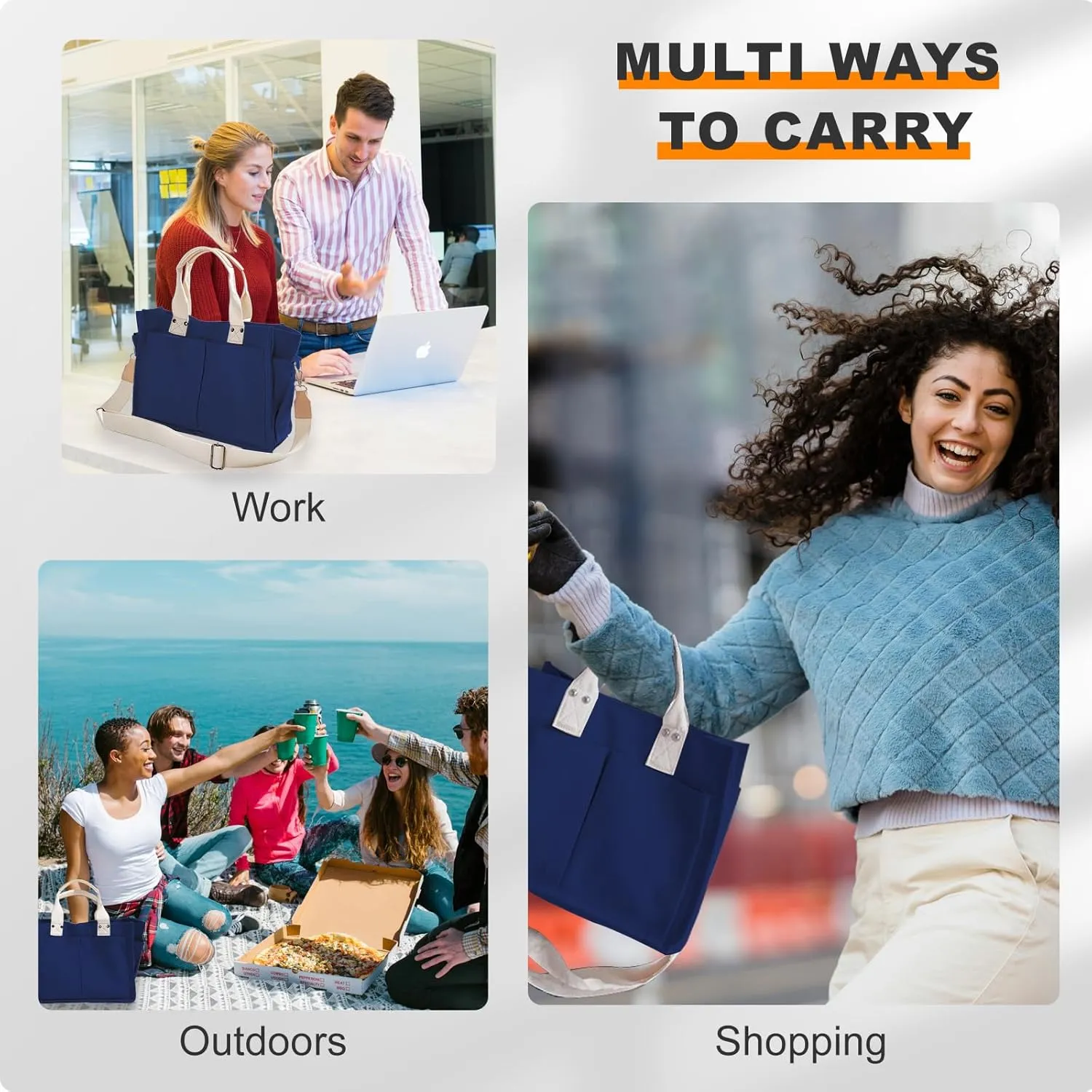Canvas Tote Bags for Women Large Capacity Messenger Bag Durable Shoulder Bag Multi Pocket Casual Work Bags
