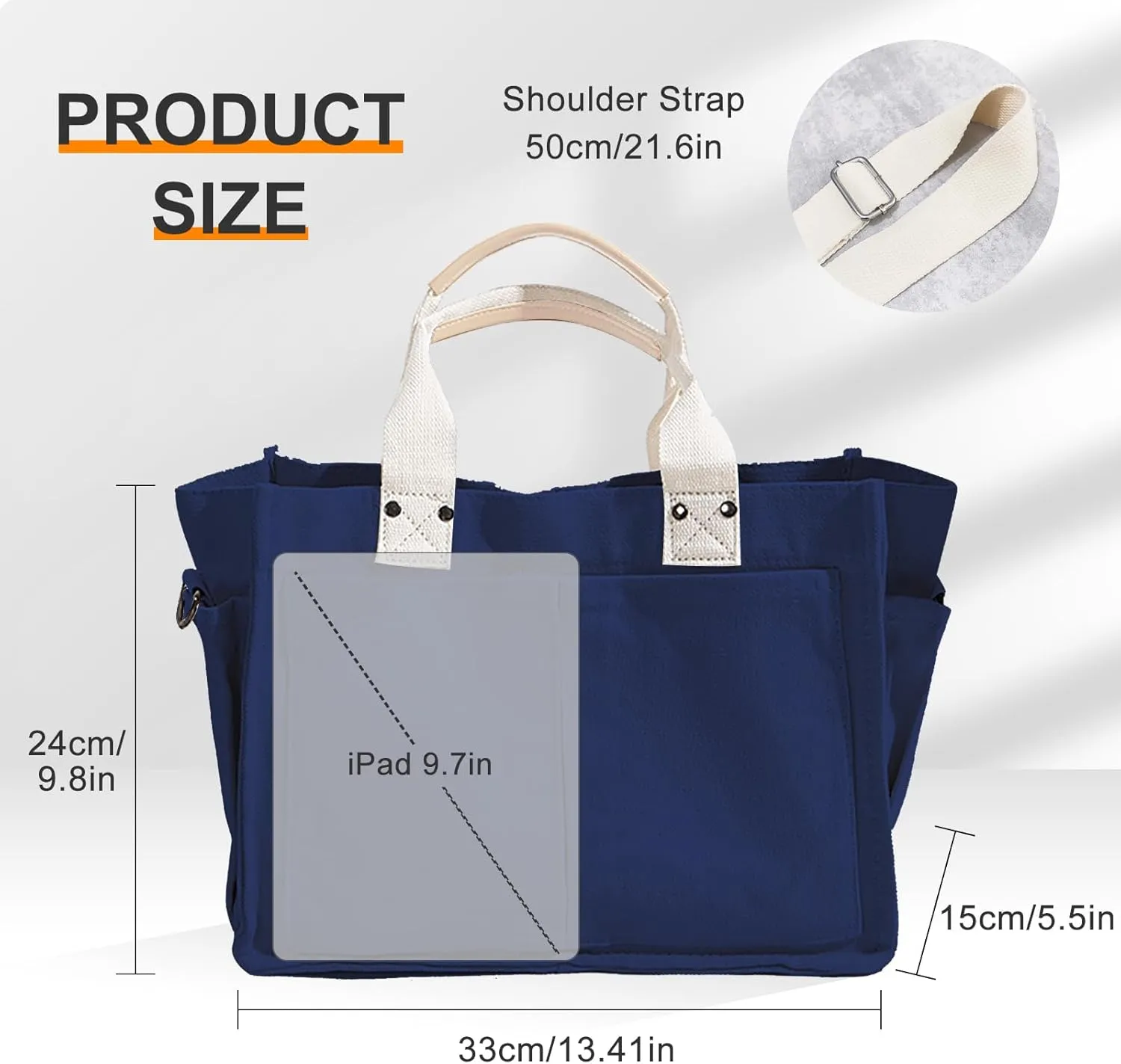 Canvas Tote Bags for Women Large Capacity Messenger Bag Durable Shoulder Bag Multi Pocket Casual Work Bags