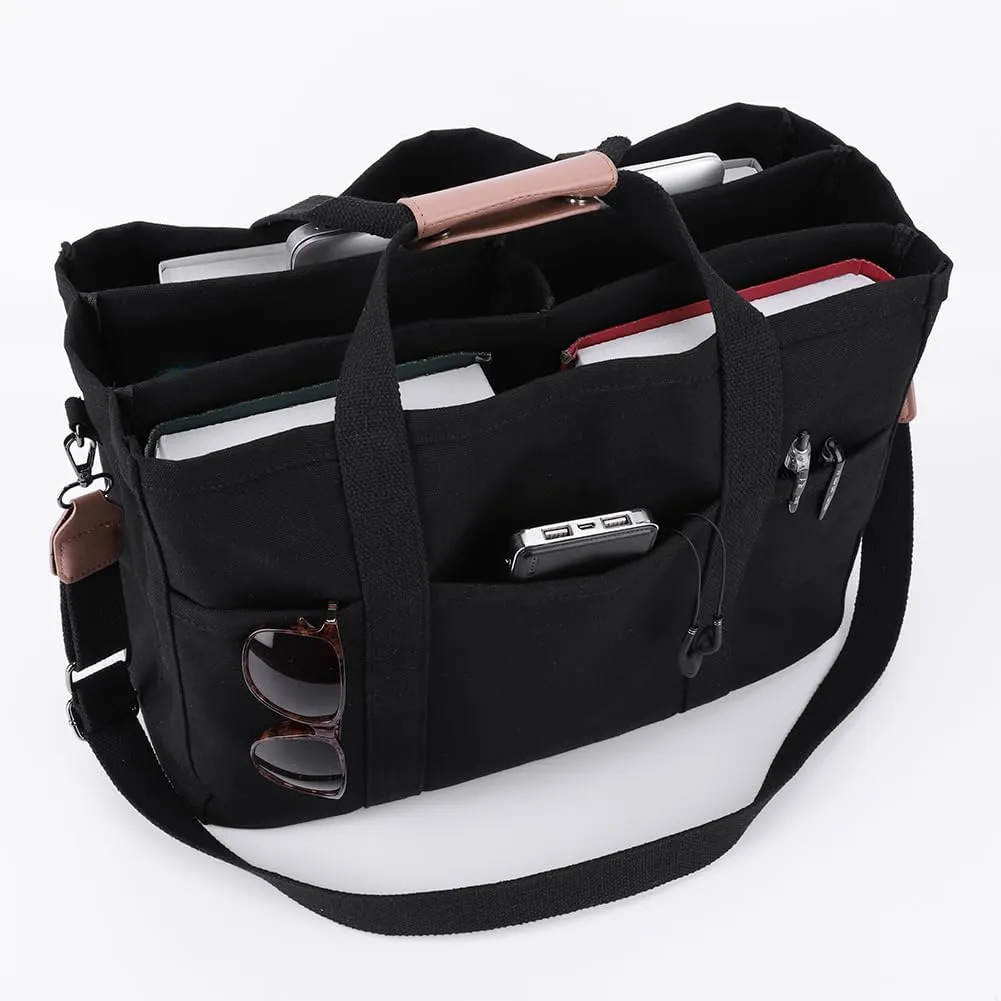 Canvas Tote With Multi Pockets for Women - Handbag, Mommy Bag, Casual Shoulder Crossbody With Compartments