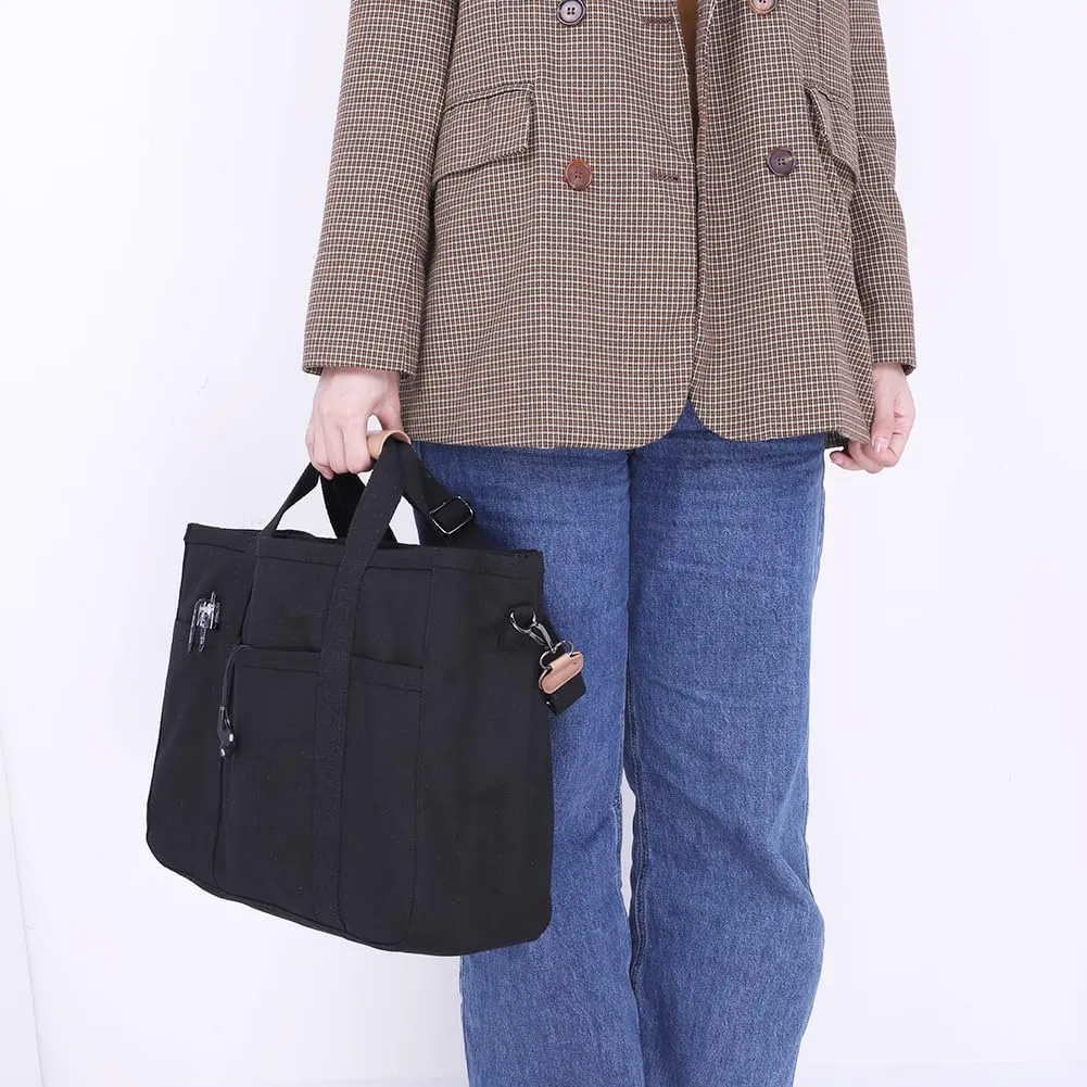 Canvas Tote With Multi Pockets for Women - Handbag, Mommy Bag, Casual Shoulder Crossbody With Compartments