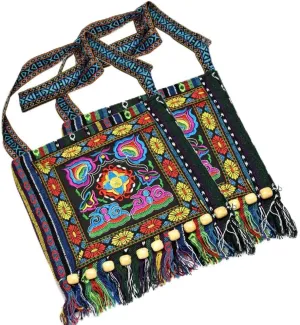 Canvas Vintage Embroidery Boho Bohemia Crossbody bag for women Widescreen Cell Phone Purse