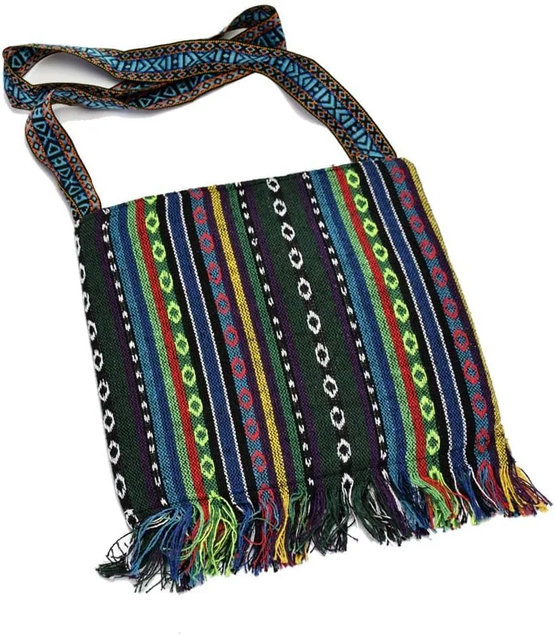 Canvas Vintage Embroidery Boho Bohemia Crossbody bag for women Widescreen Cell Phone Purse