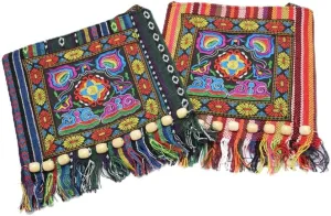 Canvas Vintage Embroidery Boho Bohemia Crossbody bag for women Widescreen Cell Phone Purse