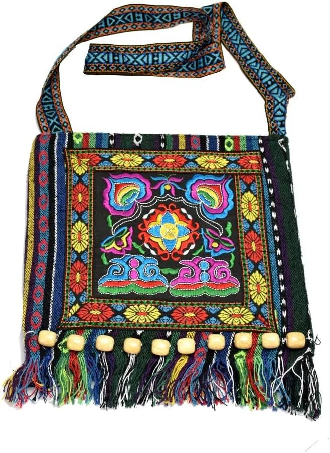 Canvas Vintage Embroidery Boho Bohemia Crossbody bag for women Widescreen Cell Phone Purse