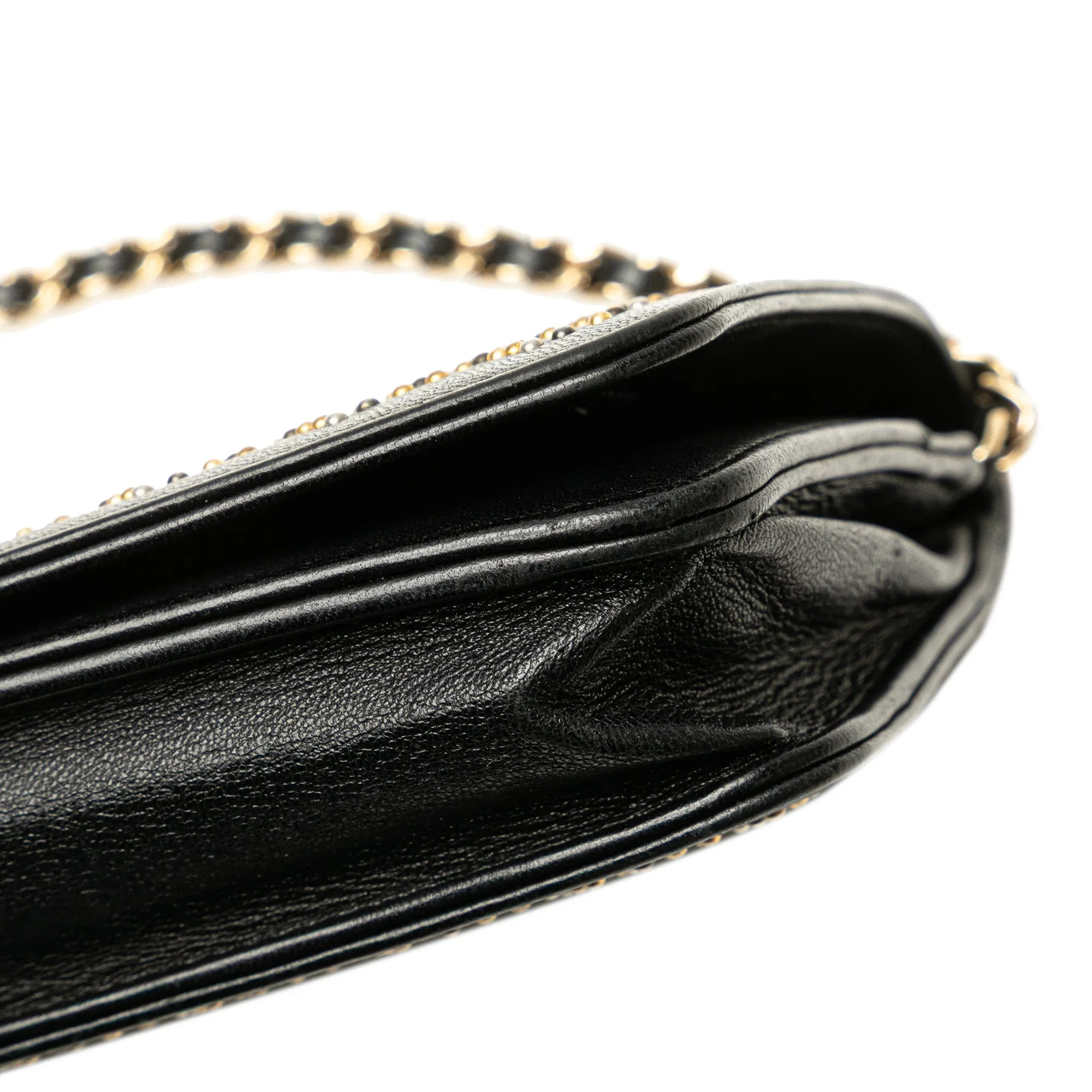 CC Studded Lambskin Wallet on Chain