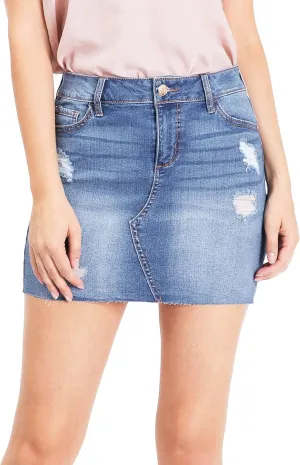 Celebrity Pink Women's Juniors Mid Waist Distressed Mini Skirts