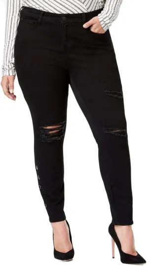 Celebrity Pink Womens Plus Denim Distressed Skinny Jeans