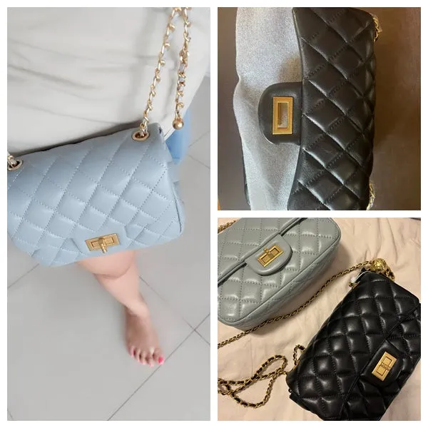 Chain Bag Texture Lamb Leather Bag Women Sling Crossbody Bag
