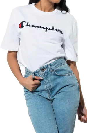 Champion Heritage Short Sleeve T, Vintage, Men’s Tee Shirts, Graphics, White-Embroidered Script, X-Small