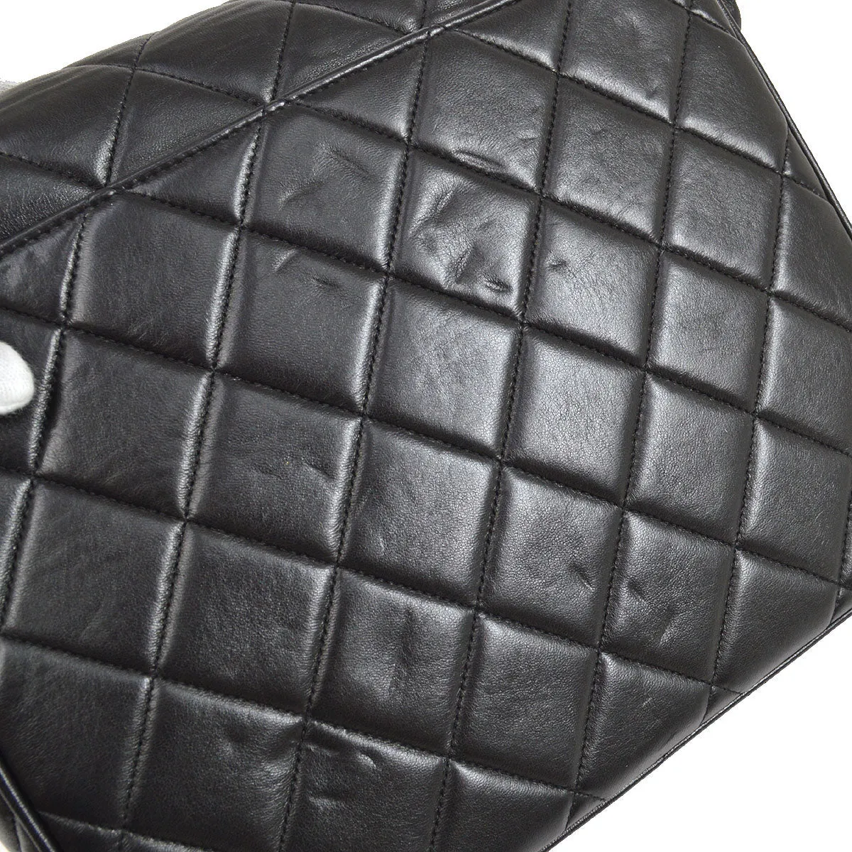 CHANEL 1994-1996 Black Lambskin Straight Flap Medium 94748