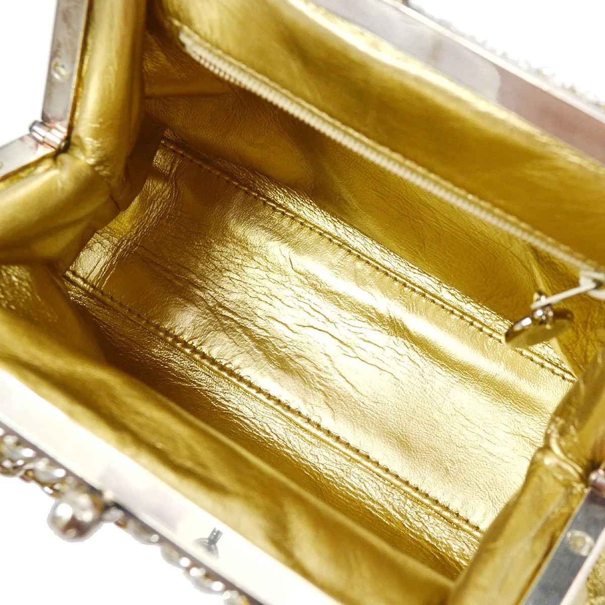 CHANEL 1994-1996 Gold Lambskin SHW Kisslock Shoulder Bag 04340