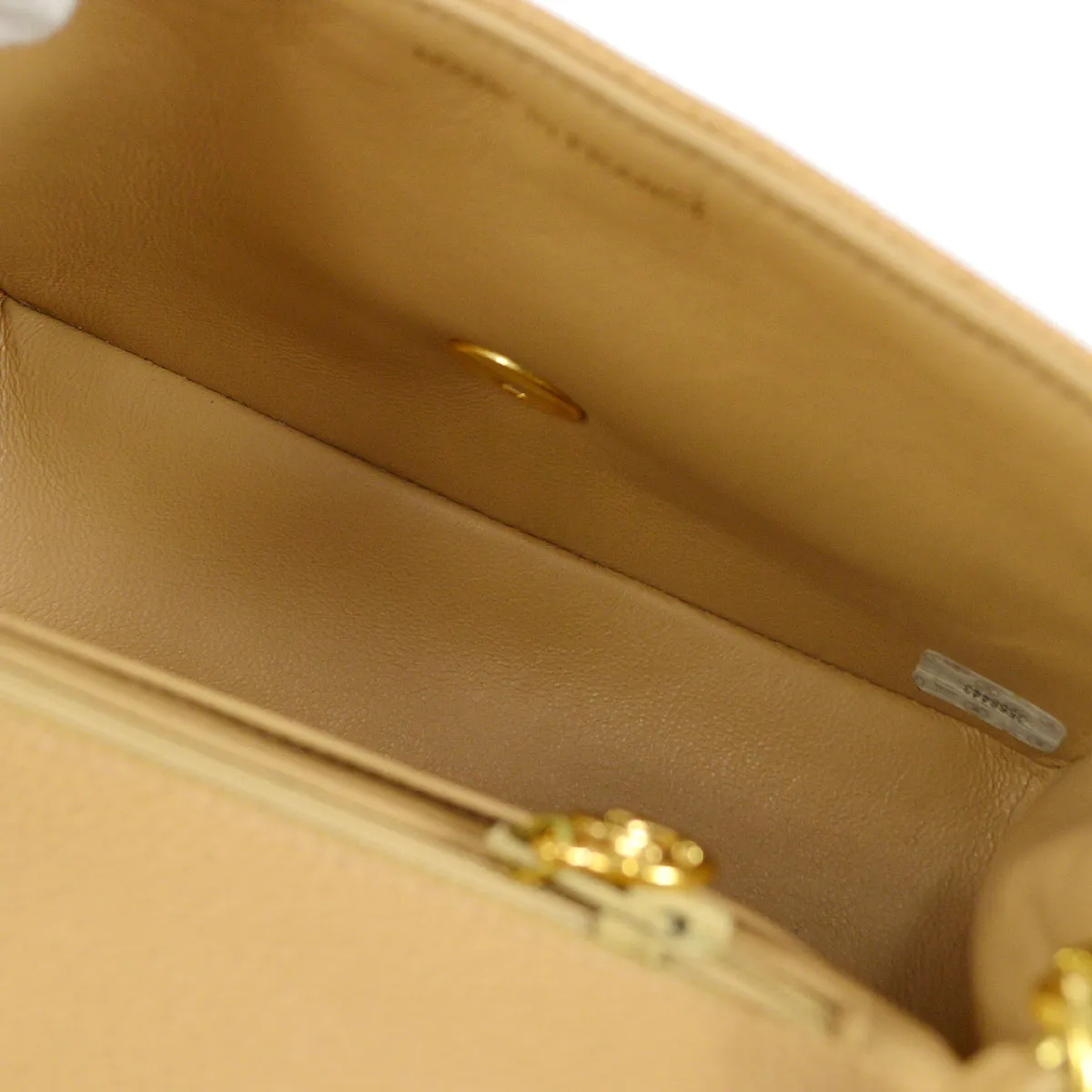 CHANEL 1994-1996 Horizontal Stitch Classic Square Flap Mini 17 Beige Caviar 56420